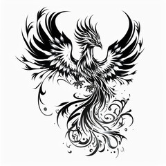 Wall Mural - Phoenix tattoo for men or woman. Generative AI.