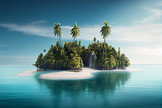 a picturesque tropical island in the sea, a heavenly place to relax. ai generated