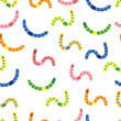 Seamless pattern with colorful worms