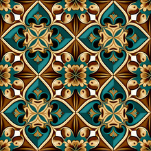 Seamless Floral Vintage Baroque Moroccan Tile Pattern Vector
