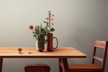 Wildflowers And Wooden Table Background Created With Generative Ai Technology