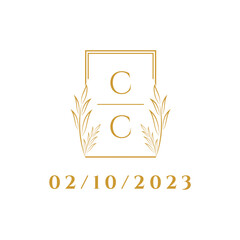 CC initial monogram luxury wedding with creative square line