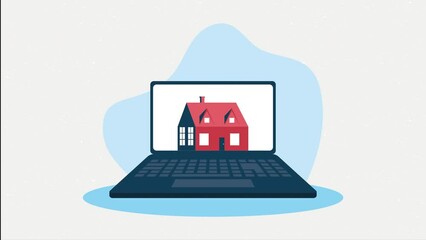 Wall Mural - real estate service in laptop