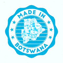 Wall Mural - Made In Botswana. Country round stamp. Seal of Botswana with border shape. Vintage badge with circular text and stars. Vector illustration.