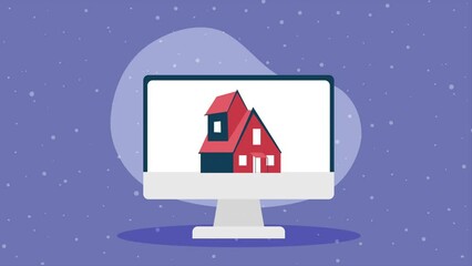 Wall Mural - real estate in desktop animation