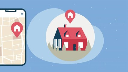 Wall Mural - real estate in smartphone animation