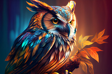 Poster - Beautiful photo Owl, natural background. Generative AI technology.