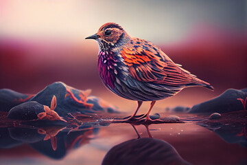 Aufkleber - Beautiful photo bird, natural background. Generative AI technology.
