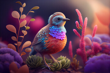 Aufkleber - Beautiful photo bird, natural background. Generative AI technology.