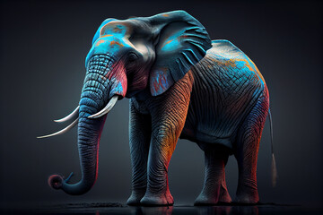 Poster - Beautiful photo elephant, natural background. Generative AI technology.