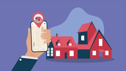 Wall Mural - real estate in smartphone animation