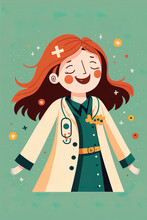 AI Illustration Of Woman In Medical Uniform