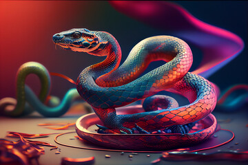 Aufkleber - Beautiful photo snake, natural background. Generative AI technology.
