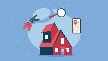 Wall Mural - house with real estate animation
