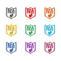 Canvas Print - BPA free logo icon isolated on white background. Set icons colorful