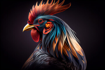 Poster - Beautiful photo rooster, natural background. Generative AI technology.
