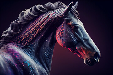Aufkleber - Beautiful abstract horse background. Generative AI technology.
