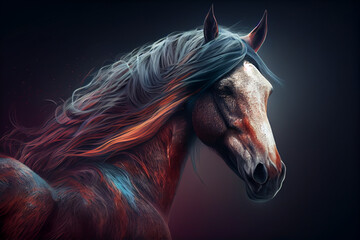 Aufkleber - Beautiful abstract horse background. Generative AI technology.
