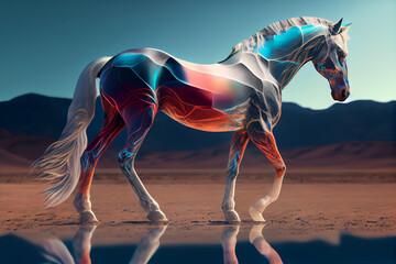 Aufkleber - Beautiful abstract horse background. Generative AI technology.
