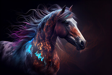 Aufkleber - Beautiful abstract horse background. Generative AI technology.
