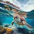 Meeresschildkröte unter Wasser, made by Ai, Ai-Art