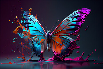 Beautiful photo Butterfly, natural background. Generative AI technology.