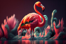Beautiful Photo Flamingo, Natural Background. Generative AI Technology
