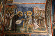 Ceiling fresco in Panagia tis Asinou byzantine church. Jesus washing Saint Peter's feet. Cyprus.