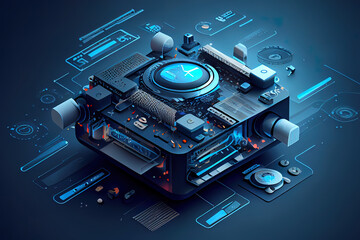Poster - information technology concept with infographic elements. Generative Ai