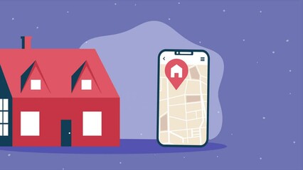Wall Mural - real estate in smartphone animation