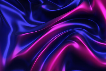 Poster - Fluid metal curve shape. Purple blue smooth liquid waves. 3d rendering