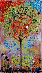 Poster - Glassware abstract tree design in closeup in vibrant multicolor