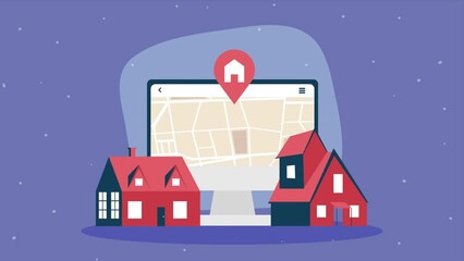 Wall Mural - real estate in desktop animation