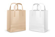Kraft and matte paper shopping bags Mockup PNG