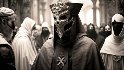 a masked priest of a secret religious society - generative ai