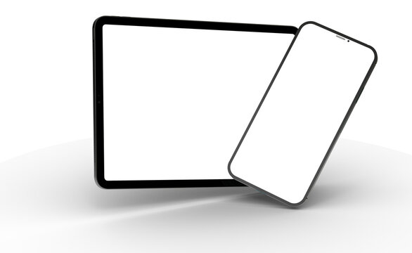 tablet pc - Modern black tablet computer isolated on white background.