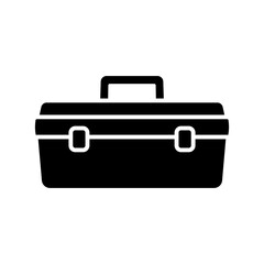 Sticker - Tool box icon. Black silhouette. Front view. Vector simple flat graphic illustration. Isolated object on a white background. Isolate.