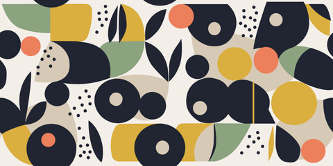 Aufkleber - pattern of circles, dots and petals. print for surfaces, packaging, interior design. seamless flower