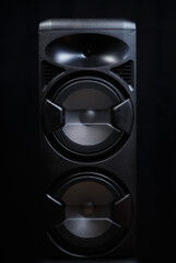 Wall Mural - Hi fi sound system for sound recording studio. Big black speaker box with high fidelity components