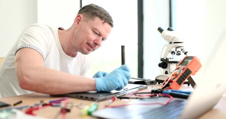 Wall Mural - Repair and diagnostics of laptop breakdowns in professional service center