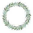Wreath with olive branches. Green wreath design.