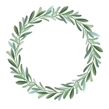 Wreath With Olive Branches. Green Wreath Design.