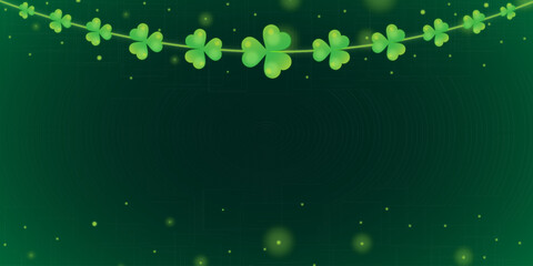 Canvas Print - The Background of St. Patrick's Day with Green Shamrocks and Lucky Gold Coins