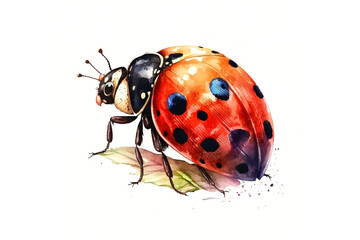 Poster - ladybug painted with multicolored watercolors isolated on white background. AI generated