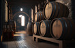 Alcohol Barrel Room Interior created by generative AI