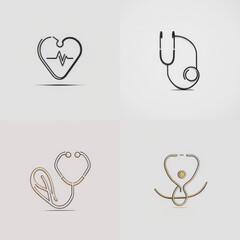 Wall Mural - set of stethoscope health meadical icons logo, simple minimal flat illustration, generative ai