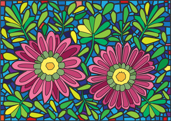 Wall Mural - flower colorful stained glass background illustration vector
