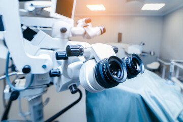 Interior of modern ophthalmology operating room with modern equipment