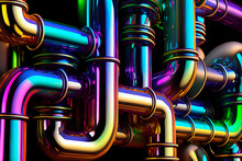 Colorful Metal Pipes Background, Ai Generation
