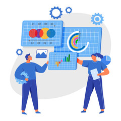 Poster - business people marketing team analyze graph and chart. data analytics, statistic to analysis, busin